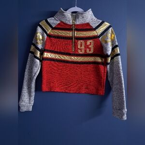 Love Red Gray Crop Graphic Sweater ( Free With Bundle)